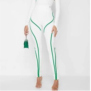 Manier de Voir White and Green Women's Pants